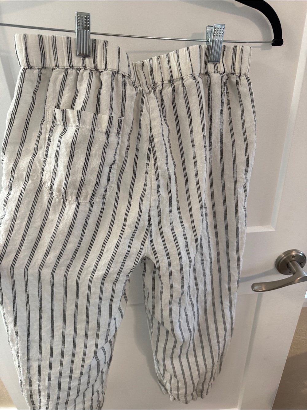 Quince Women's Cream and Black Striped Straight-Leg Pants - Picture 4 of 5